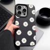 Daisy Flower Pattern Leather Texture Phone Case for iPhone 16 Pro 15 14 13 12 Pro Max Shockproof Matte Slim Plain Color Tpu Soft Anti-Fall Cover