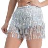 Женские клубные мини-юбки с блестками, костюм танцовщицы живота, юбка с кисточками и запахом