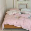 ins striped pure cotton four-piece set Korean bow type A cotton yarn-dyed washed cotton single sheet bedding
