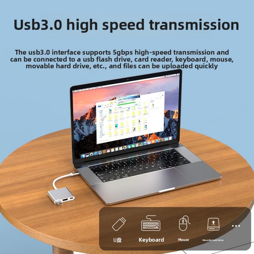 Адаптер-концентратор Type C - HDMI 3 в 1 для док-станции ТВ-проектора с портами USB