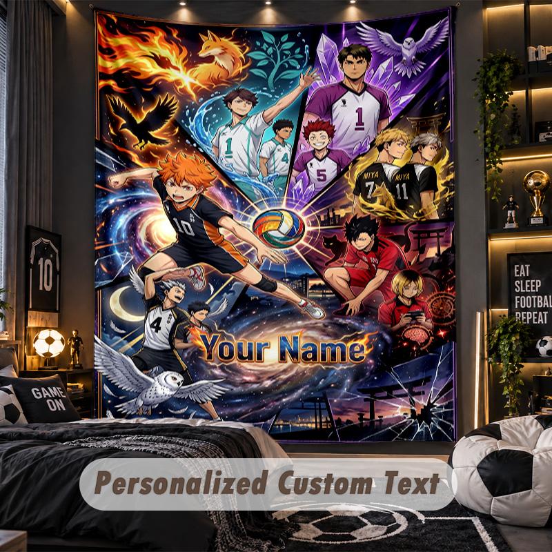 Personalized Wall Tapestry,Haikyuu Custom Printed Name, Fabric Wall Art For Indoor Room Backdrop