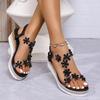 Fashion Woman Slip On Wedge High Heels Sandalias Mujer Elegant Rhinestones Flowers Sandals Women Fashion Crystal Chunky Platform Sandles