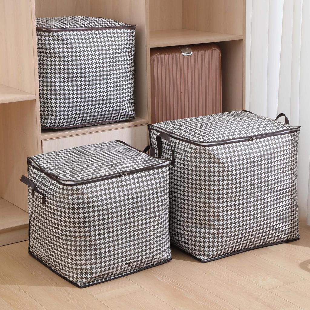 Houndstooth Giant Can Hold Buggy Bag Large Capacity Clothes Bag Mildew-Proof Quilt Storage Basket Boxes Moving Packing