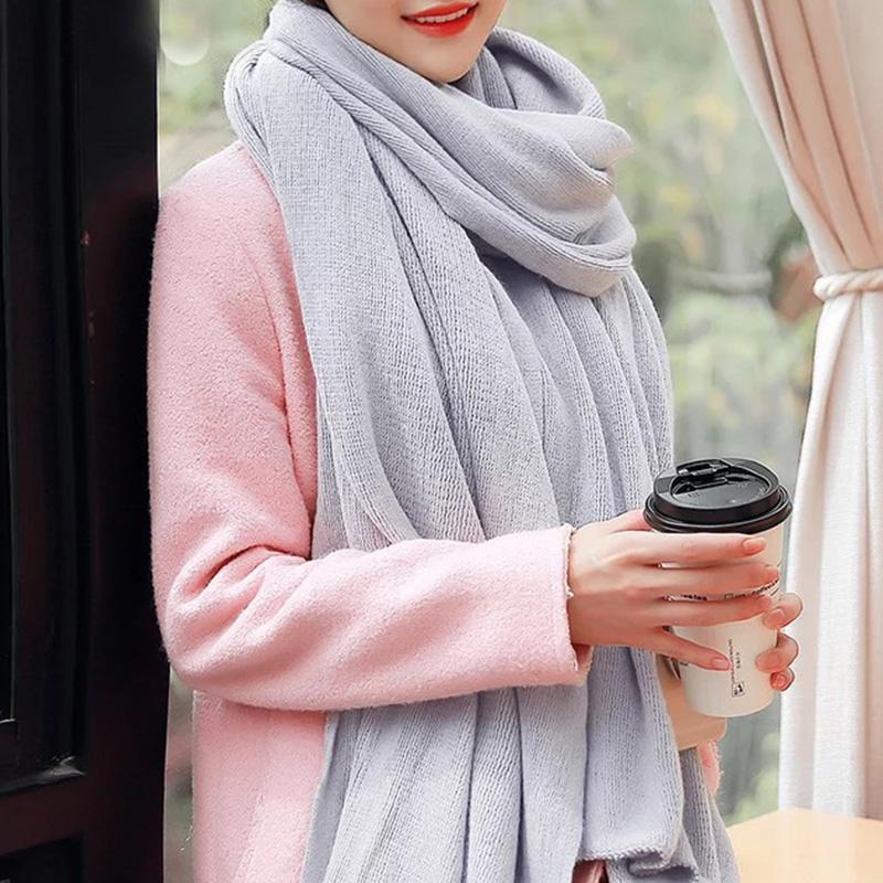 Autumn and Winter Korean Popular Solid Color Imitation Cashmere Knitted Yarn Scarf for Men and Women Versatile Scar