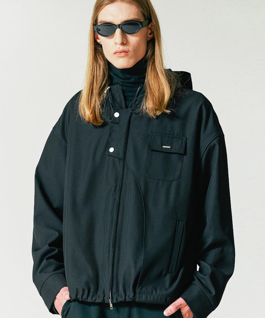 Ssy Черная толстовка-бомбер с передним капюшоном