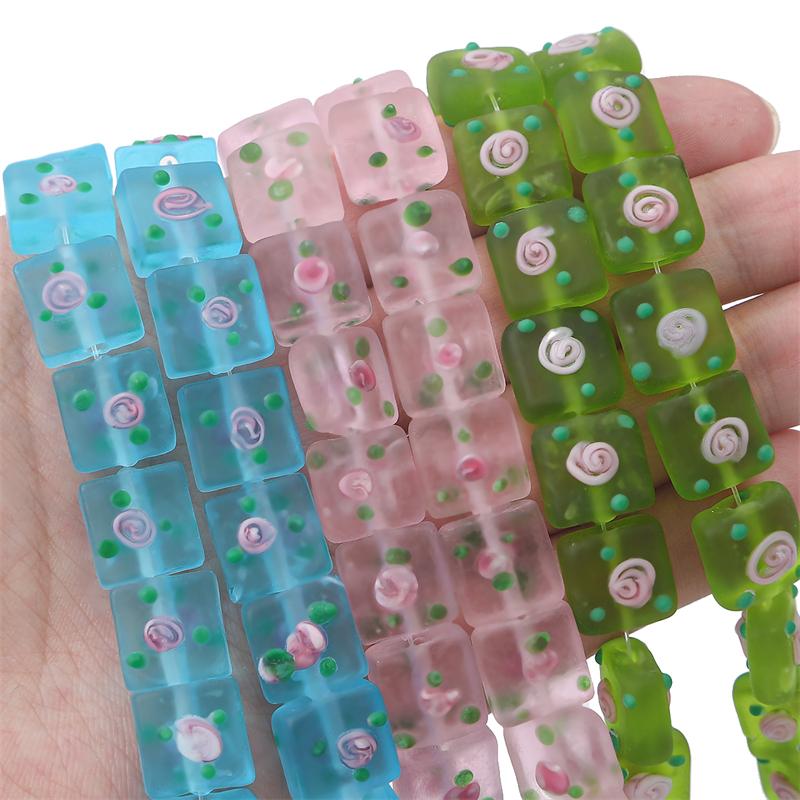 2 шт. ручная роспись матовые цветные стеклянные квадратные бусины для DIY ожерелье браслет серьги изготовление ювелирных изделий аксессуары для рукоделия