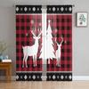 Рождественские красные клетчатые шторы с изображением лося и снежинки, занавески из тюля для кухни, занавески из шифона и прозрачной вуали, рождественские шторы для гостиной