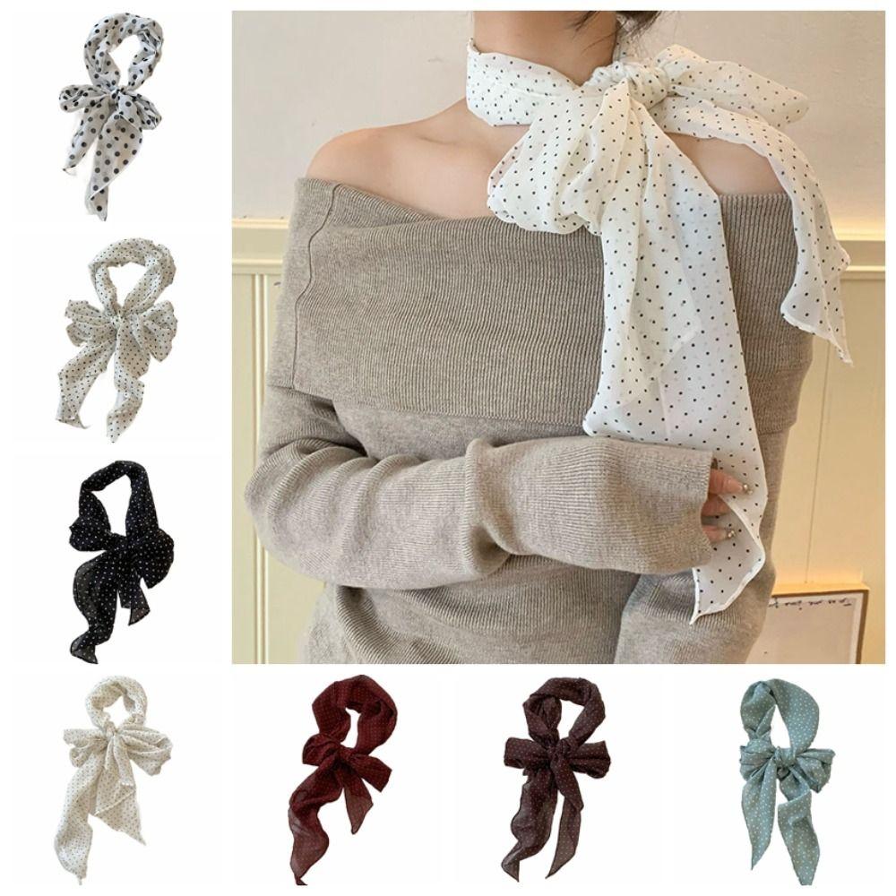 Printed Polka Dot Scarf Ribbon Long Scarves Retro Scarf Headband  Dressing Decoration