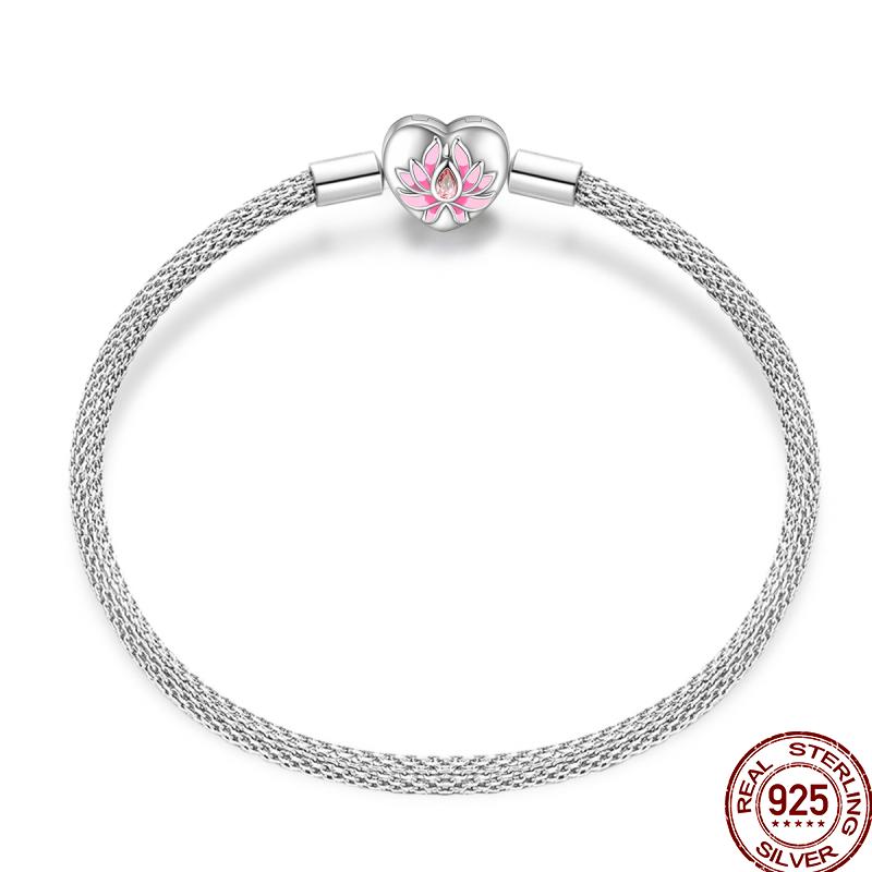 925 Silver 17-20CM Heart Pave Zirconia Original Bracelets Infinity Bracelet Fit DIY Charms Bead Birthday Jewelry Gifts Hot Sale