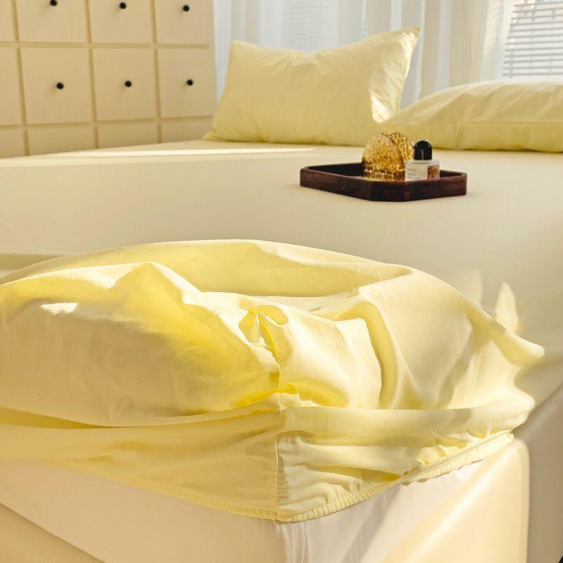 Комплект из трех простыней в полоску из стираного хлопка в японском стиле, полное покрытие, нескользящая цельная простыня, матрас Simmons, защита от пыли