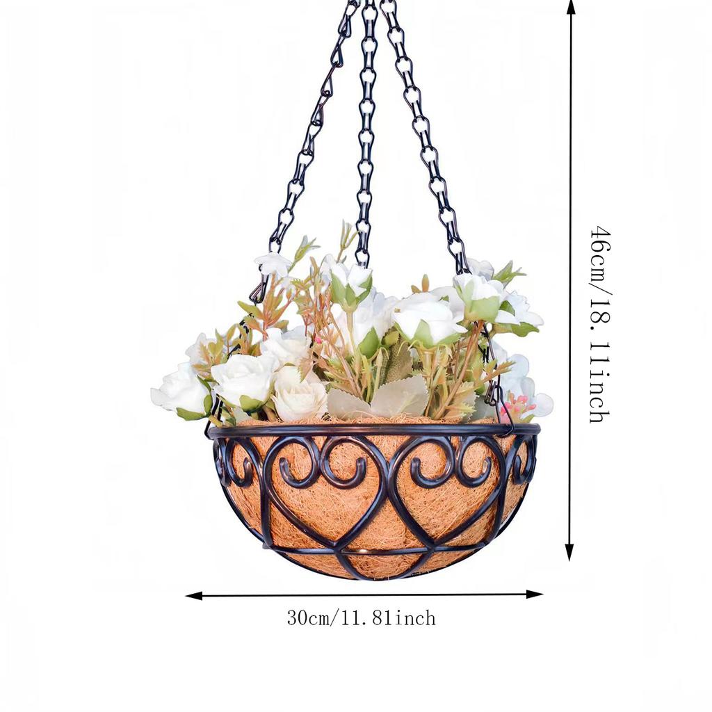 Coconut Brown Round Iron Chain Hanging Basket Flowerpot European Creative Fleshy Green Plant Chlorophytum Comosum Flowerpot