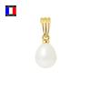 Compagnie Générale Des Perles - Articulated Pendant - Genuine Pear Cultured Pearl 7-8 Mm - 18 Carat Yellow Gold - Women's Jewelry