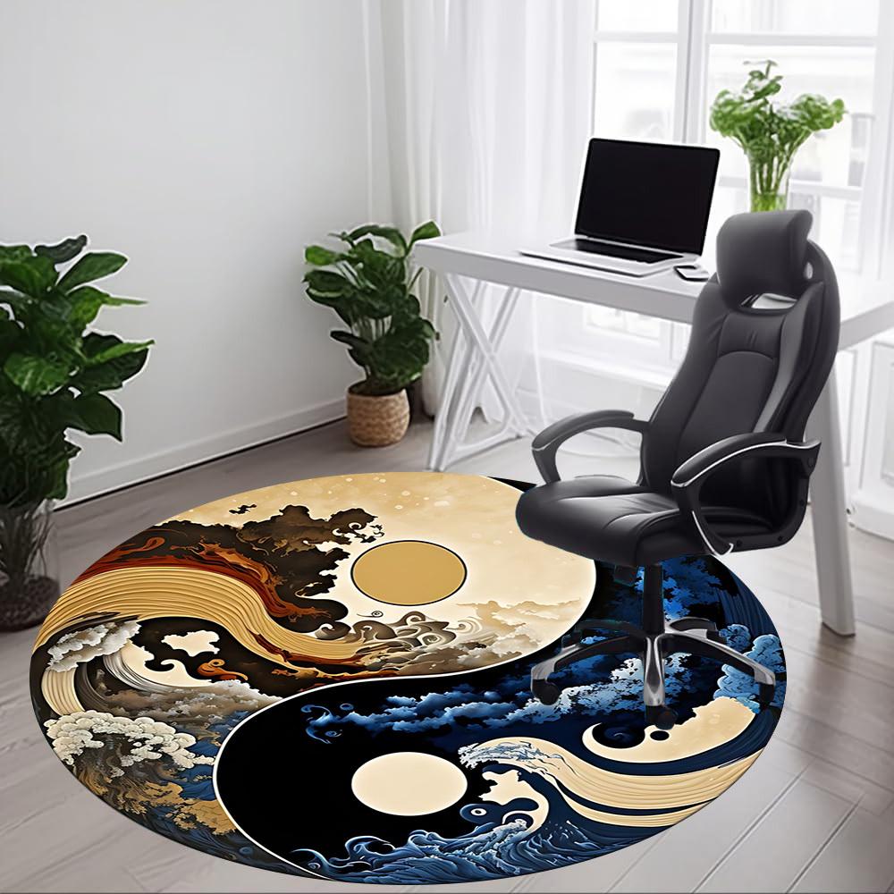 1pc Yin-Yang Symbol Chair Carpet for Office Non-Slip, Machine Washable Rug for Office, Room - Holiday Decor, Machine Made yy251016108
