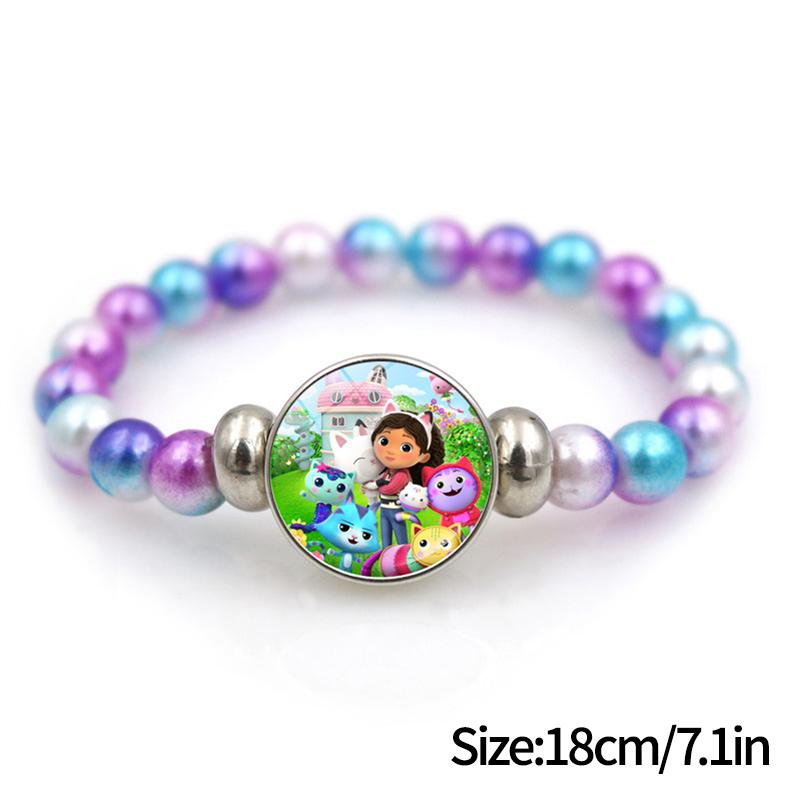 1/2Pcs Cute Gabby Dollhouse Beaded Bracelet Heart Shape Necklace Anime Figure Bracelets Choker Birthday Fans Gift Party Favor