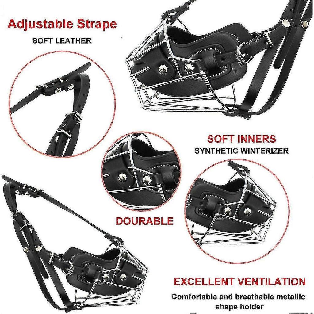 Super Metal Muzzle Dog Muzzle Leather Muzzle For Large Dogs Bite And Sense Of Security For Most Dogs less