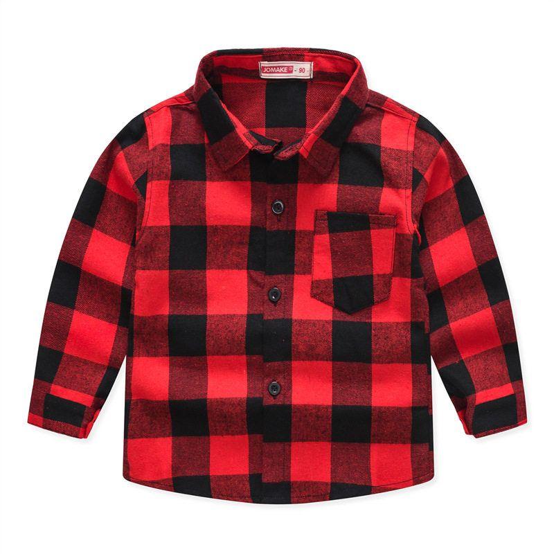 Spring and Autumn Boys and Girls Korean Cotton Plaid Shirt