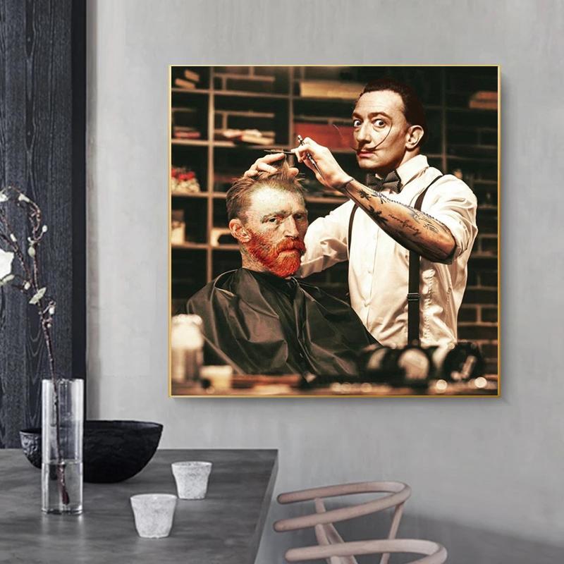 Забавный портрет персонажа, искусство Ван Гога, стрижка, холст, живопись, постеры и принты, настенные панно для гостиной, декор стен Cuadro