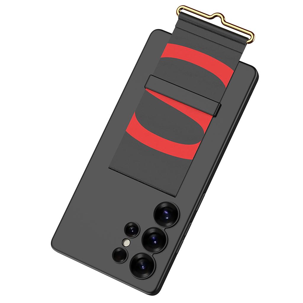 Чехол GKK для Samsung Galaxy S25 Ultra с ремешком и подставкой из искусственной кожи + жесткий защитный чехол для телефона из поликарбоната