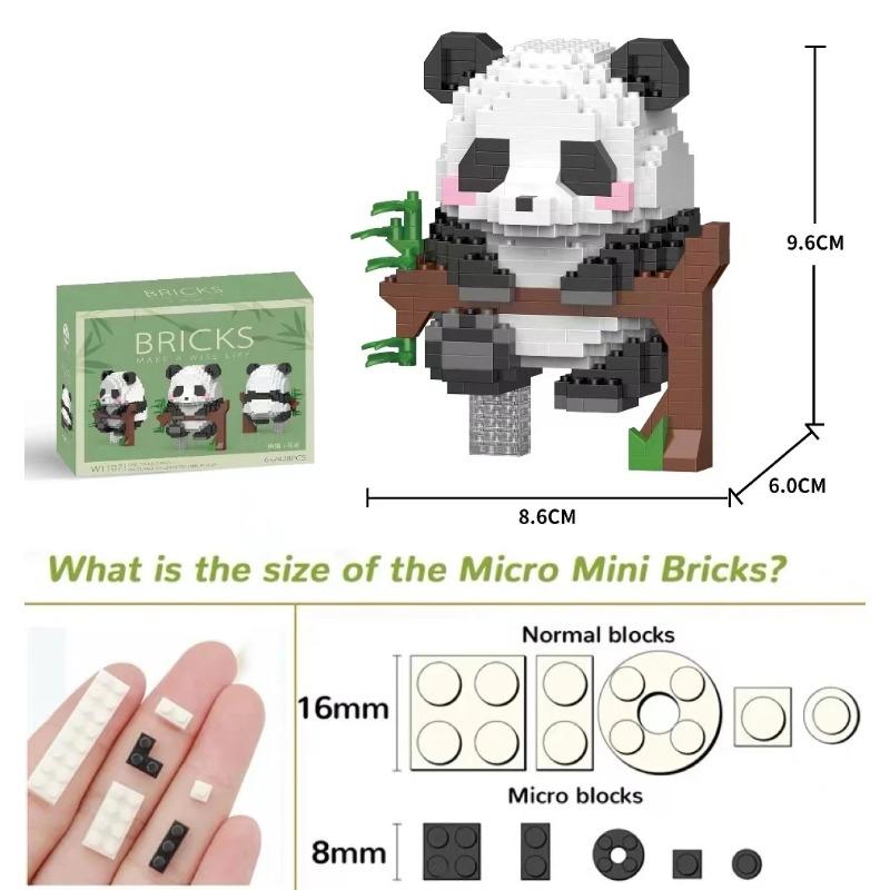 Mini Cute Creative Panda Micro Building Blocks 3D Diamond Model Animals Bricks DIY City Construction Toys for Children Kids Gift