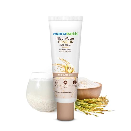 Mamaearth Крем для лица Rice Water Tone Up с рисовой водой и ниацинамидом для стеклянной кожи 50 г | Мгновенно осветляет | Корейский рис Tone Up