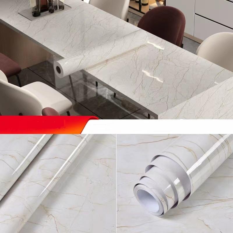 5-метровые обои и обои Мраморные обои ПВХ Винил Водонепроницаемые 3D самоклеящиеся обои для настенного стола Гостиная Домашний декор