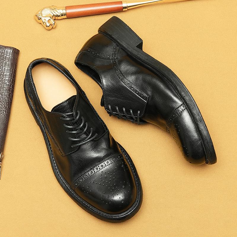[10-дневная доставка] Деловая повседневная кожаная обувь мужская кожаная мытая ретро и старая кожаная подошва круглая головка мужская обувь для внешней торговли