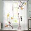 Прозрачные шторы с рисунком осенних деревьев и птиц для спальни, гостиной, тюлевые шторы для кухни, оконные вуали, шторы