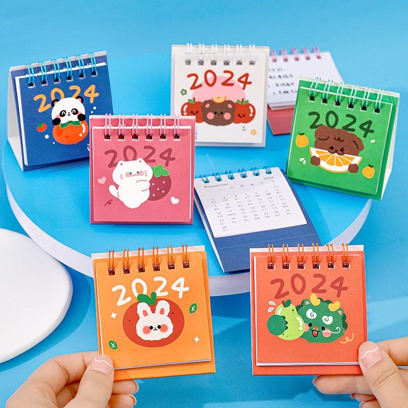 Мультяшный мини-настольный календарь, студенческий настольный декоративный календарь, милый фруктовый текстовый настольный календарь