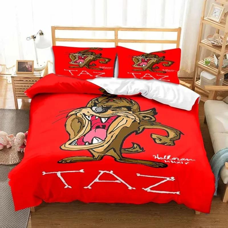 3D Принт Мультяшный Тасманский Дьявол Модный Постельный Комплект Двуспальный Полуторный Кинг Пододеяльник Одеяло Наволочка Мальчики Девочки Взрослые Спальня