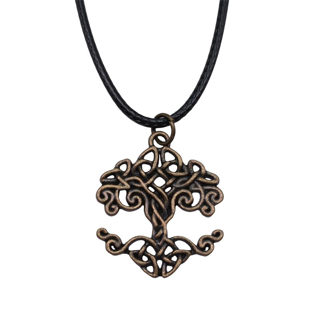 Антикварный кулон-ожерелье "Древо Жизни" Nature Boho Statement Jewelry 45см Кожаная цепочка