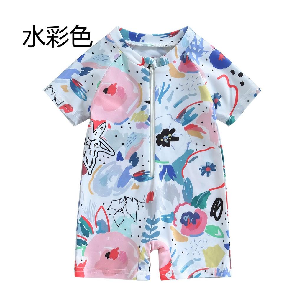 Children's Color-blocked Hollow One-piece Swimsuit