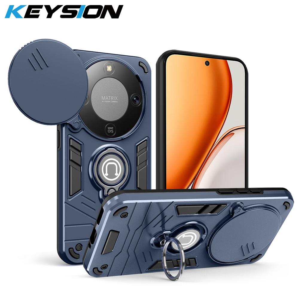 KEYSION Противоударный бронированный чехол для HONOR X9d 5G, защитное кольцо для объектива камеры, подставка, задняя крышка для телефона Huawei Magic 8 Lite 5G