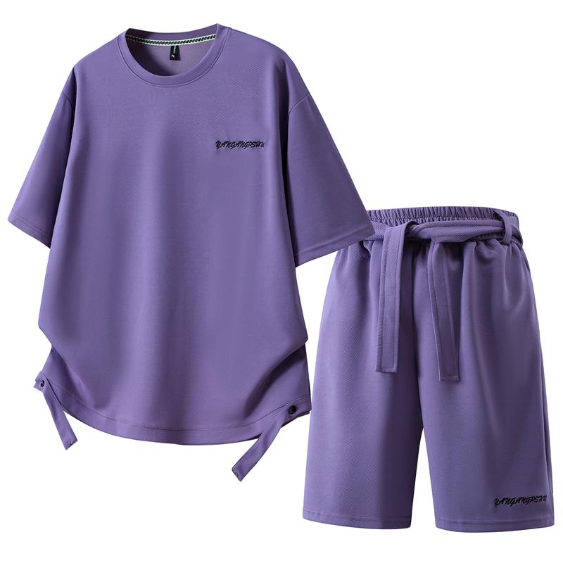 Большие размеры 4XL-10XL Модный летний комплект из 2 предметов Мужские футболки с коротким рукавом Повседневные комплекты с шортами Оверсайз