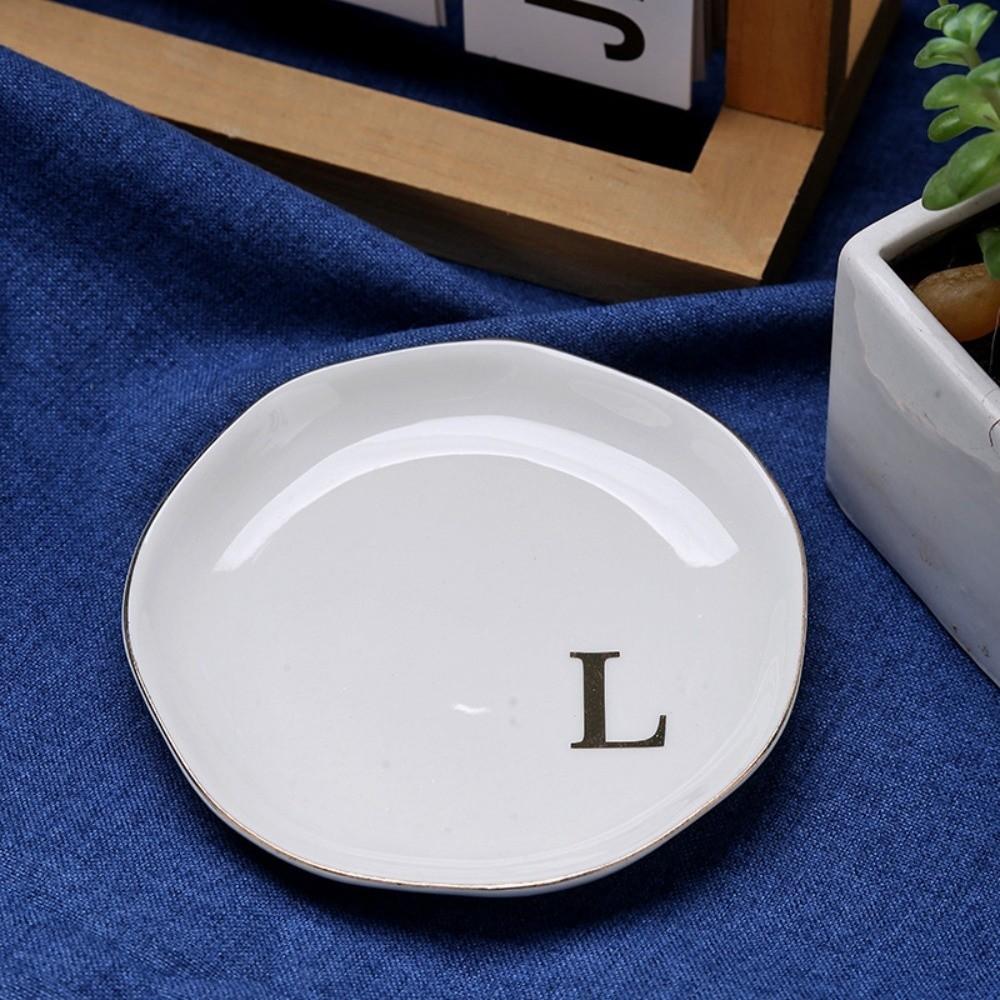 A-Z Monogram Letter Ring Dish White Decorative Ring Holder Plate Blogger's Recommendation
