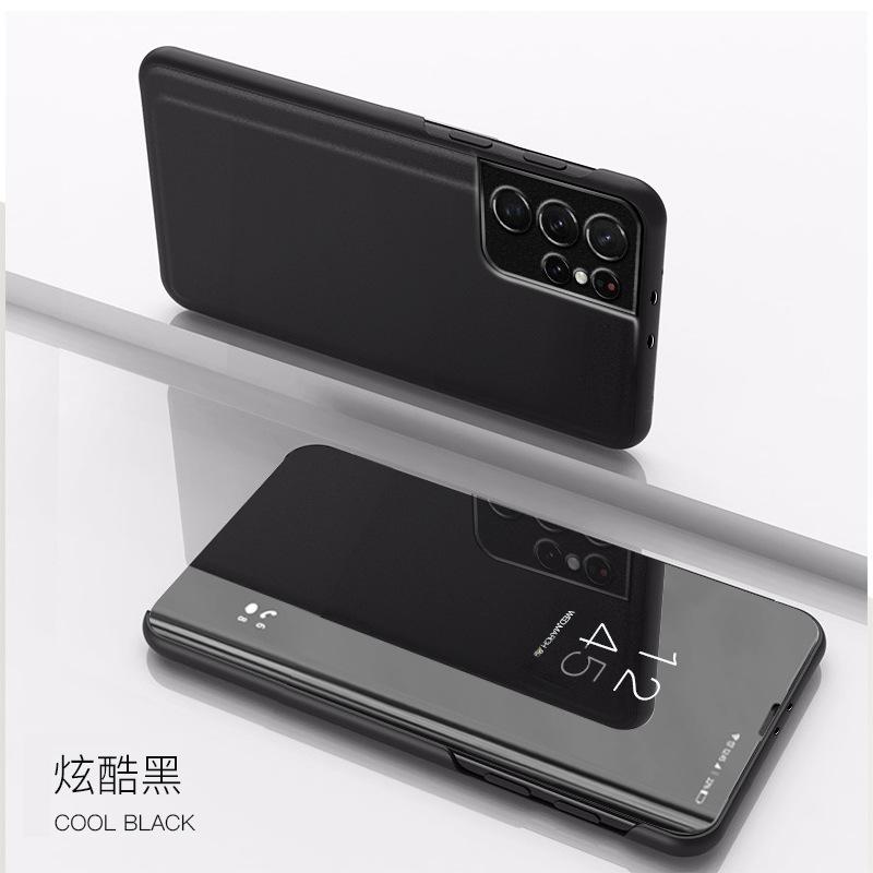 Mirror Flip leather Case for Samsung Galaxy S25 S25Ultra S25 Edge S24 S23 S22 S21 S20 Note20 10 9 8 Stand Phone Cover Funda