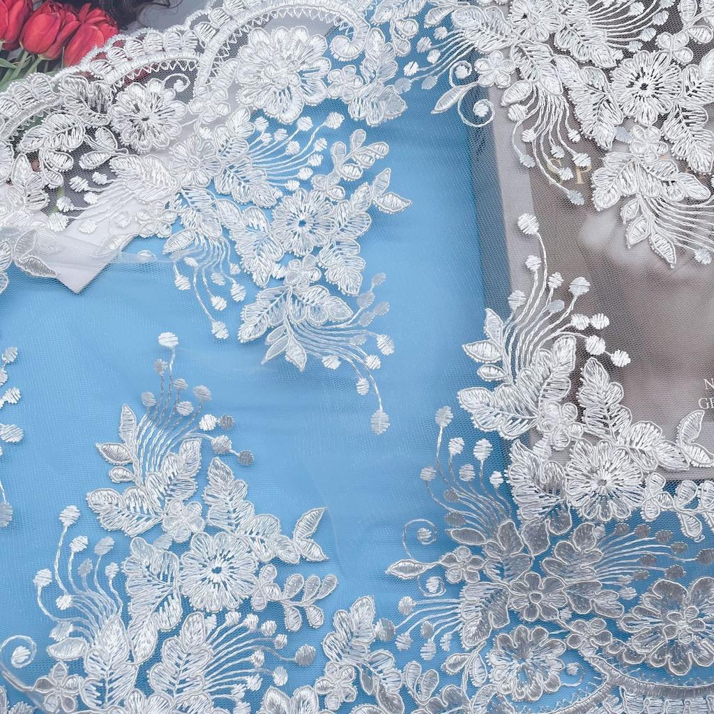 50 ярдов Двусторонняя вышивка Кружевные аксессуары Ткань Свадебная Занавеска Скатерть Материал для ручной работы Свадебная Сценическая Ткань