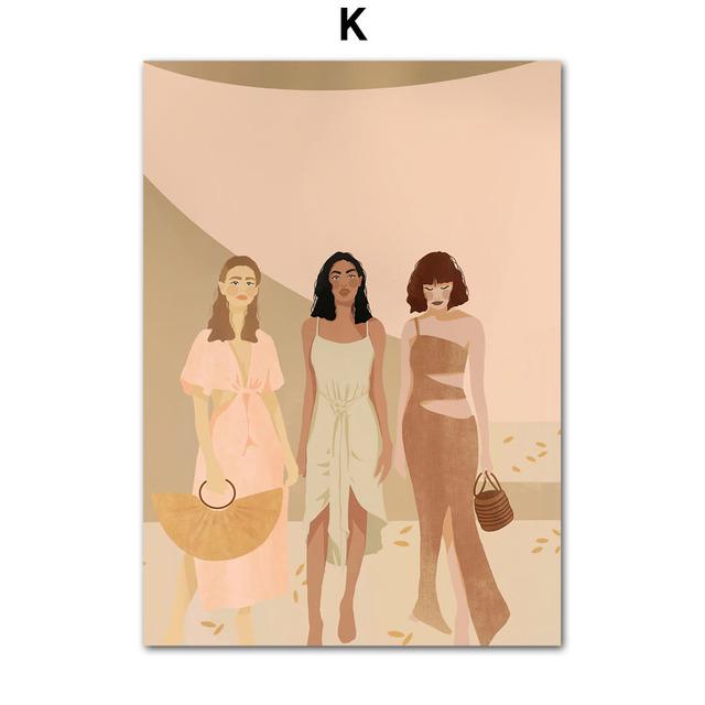 Tropical Girl Book Flower Cheetah Boho Nordic Posters And Prints Wall Art Canvas Painting Wall Pictures For Living Room Decor No Frame