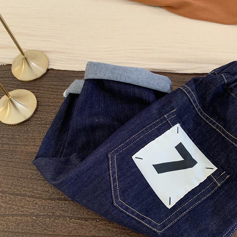 Стильные джинсы Tong Chenchen весна-лето 2024: Универсальные свободные детские брюки в гонконгском стиле