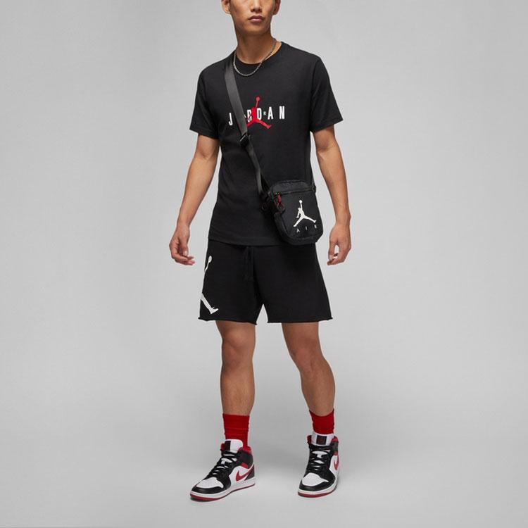 Jordan Американская ретро буква Airman с логотипом и круглым вырезом, повседневная футболка с короткими рукавами, мужские топы, черные DM1463-010