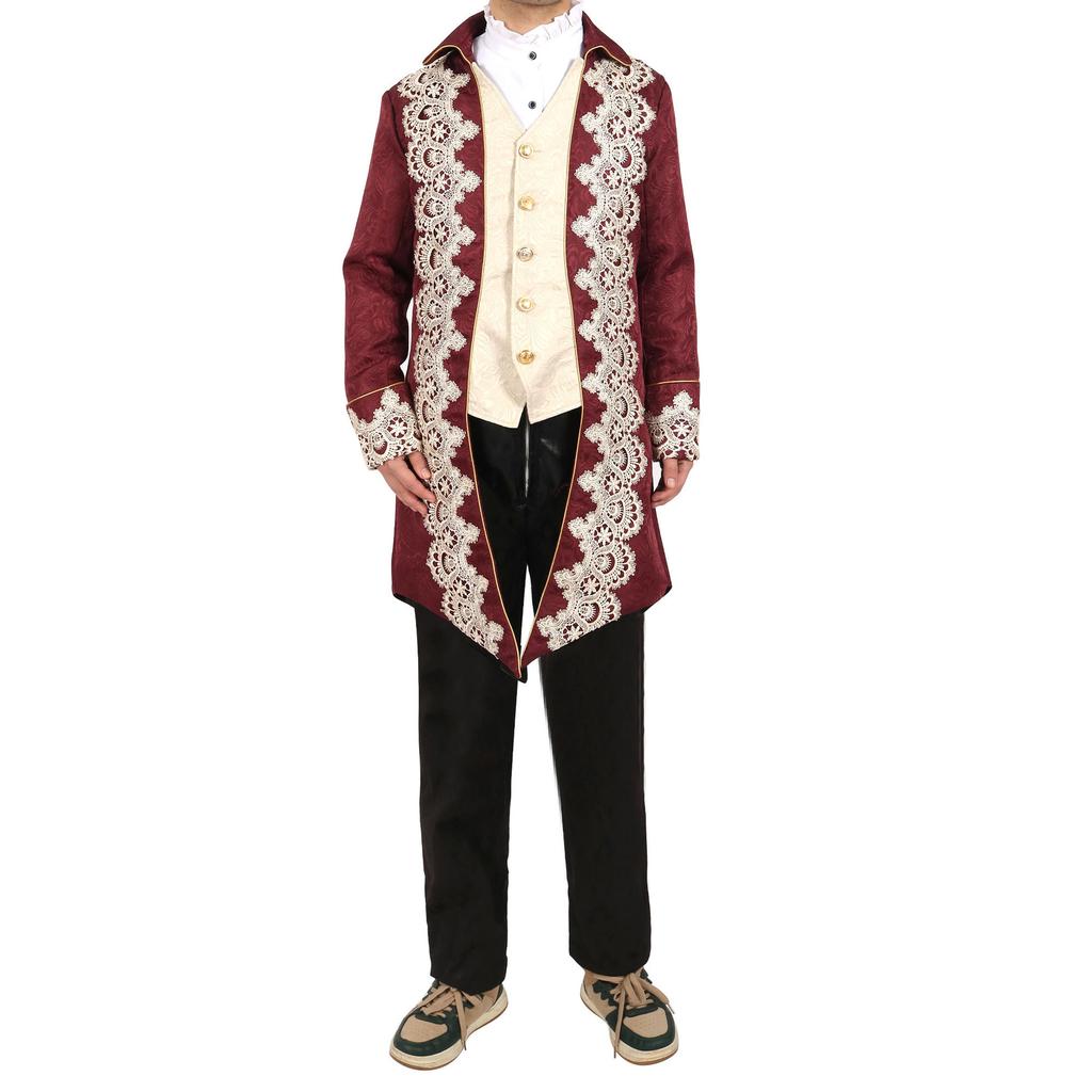 Men Steampunk Gothic Victorian Jacket Vintage Purple Velvet Tailcoat Medieval Frock Coat Uniform Renaissance Costume