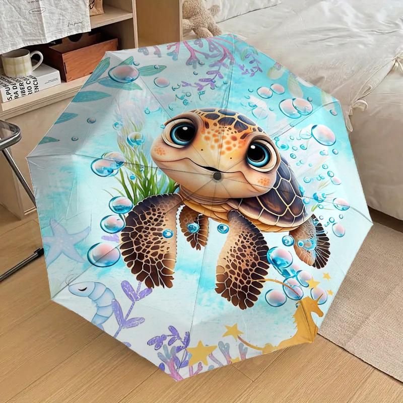 1PC turtle ocean Umbrella-8-Rib Reinforced Portable Folding Travel Suitable for All Seasons Outdoor Daily Use -J0350