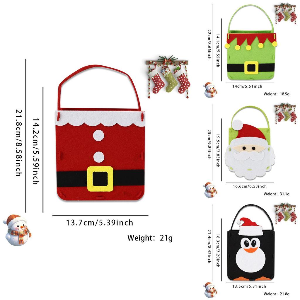 Festive Nonwoven Christmas Themed Tote Bags For Kids With Adorable Designs