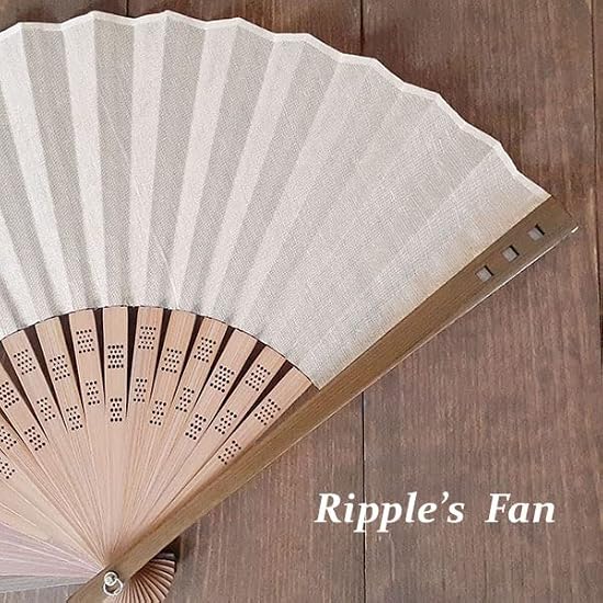 [K.ONISHI M.D.] Folding Fan Ripple Omi Linen Fan 23cm Men's 78-06 Sand