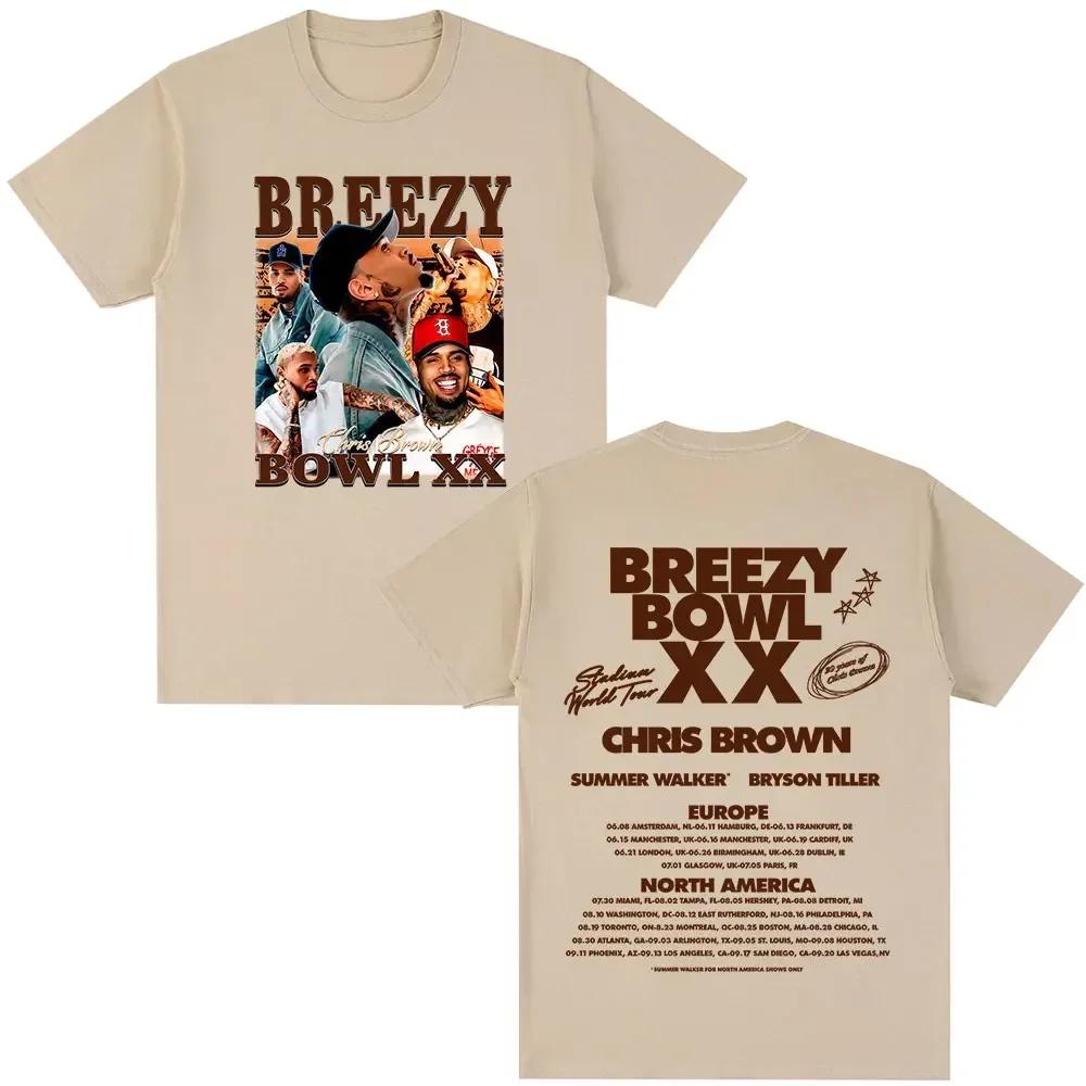 Rapper Chris Brown Tshirt Breezy Bowl Xx Tour Tshirts Unisex Wounisex Harajuku Oneck Short Sleeve T Shirt Streetwear Fans Gift Bla