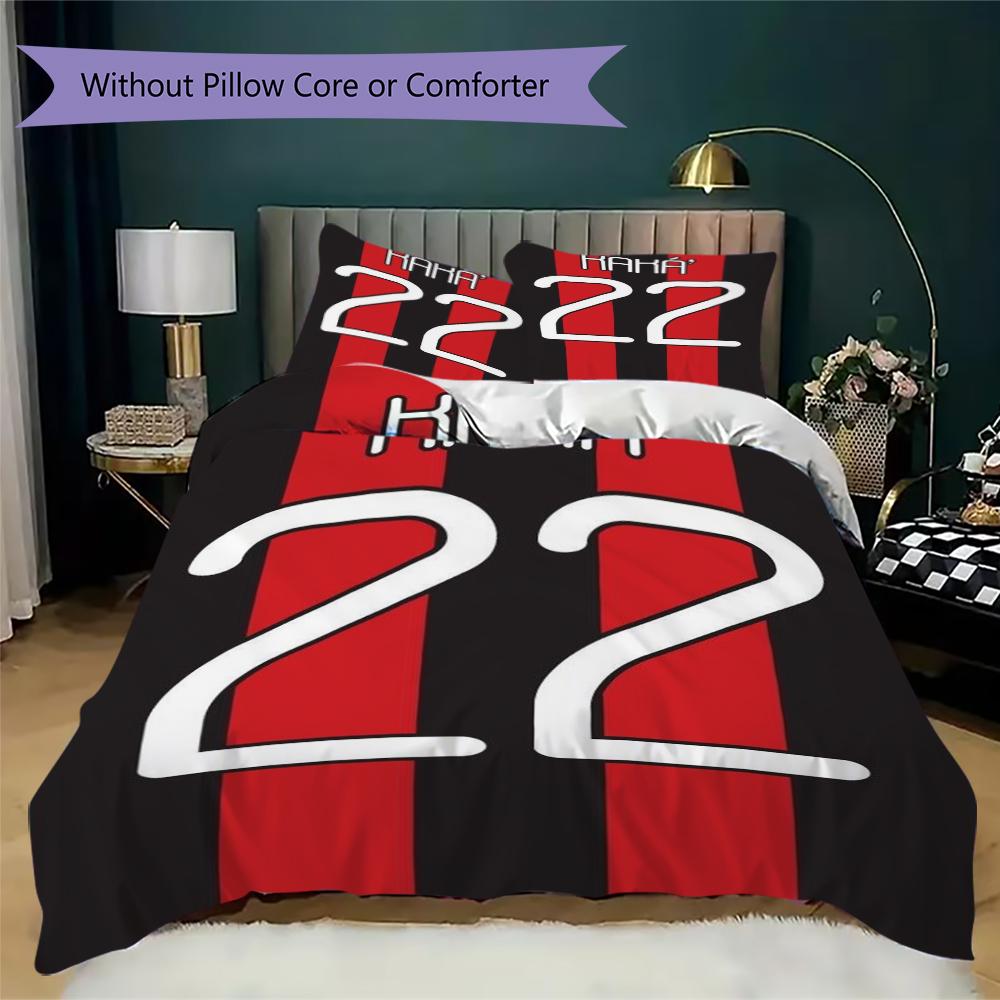 AC Milan Pattern Bedding uilt Set uilt Cover Pillowcase Home Decoration Birthday Gift (1 * duvet cover + 2 * pillowcase  without core)06