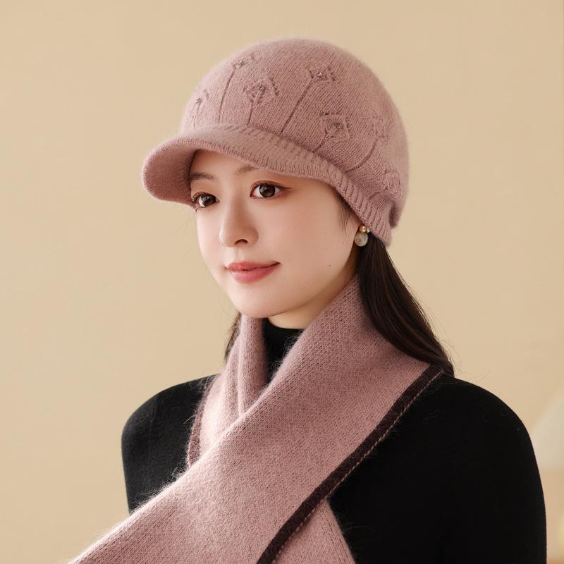 In the elderly hat women's autumn and winter fleece thickened warm ear protection knitted rabbit hair old lady fisherman hat tide