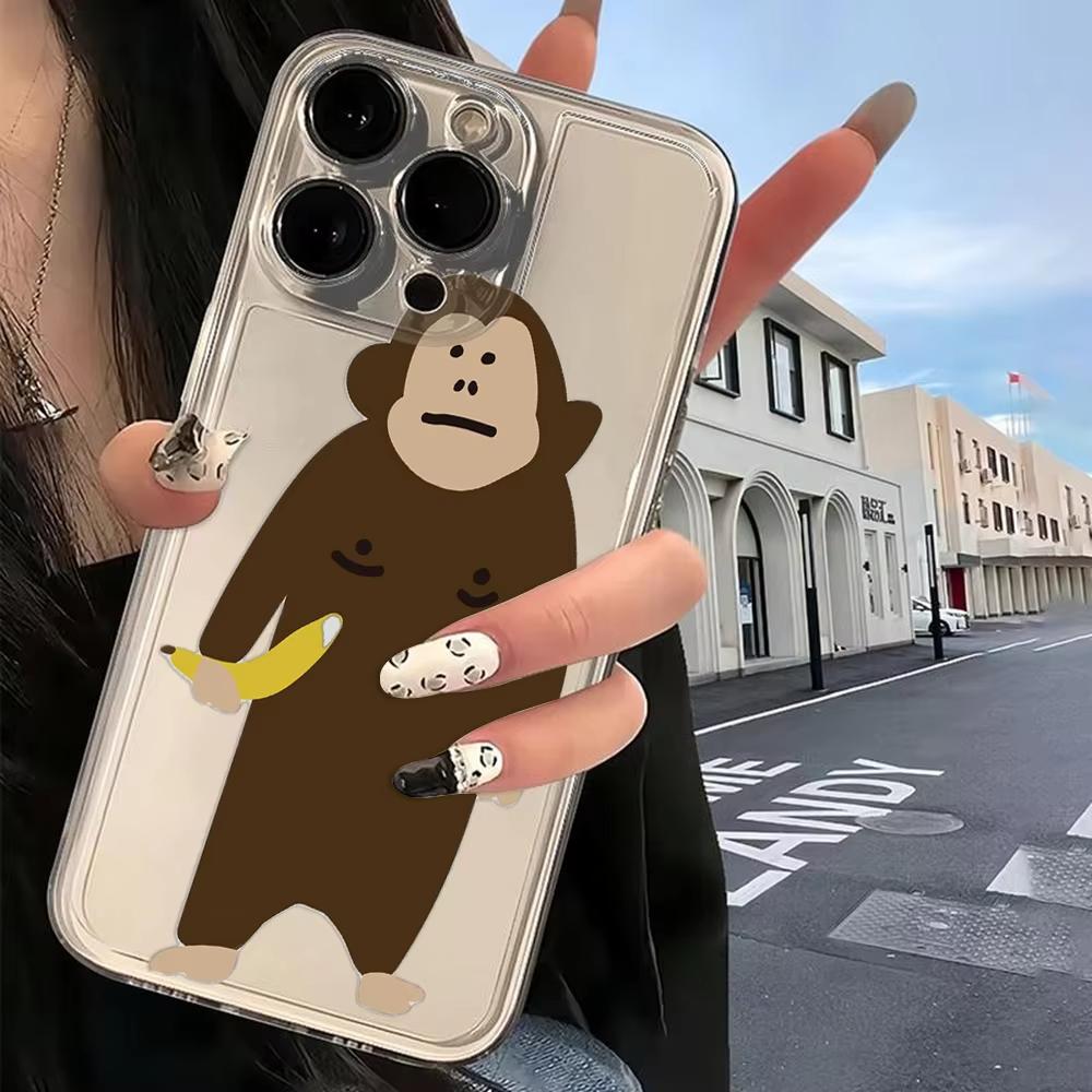 Luxury Funny Cartoon Monkey Pattern Phone Case For iPhone 17 Pro Max 16 15 Pro 14 13 Mini 12 11 17Air 16 Plus Clear Bumper Cover