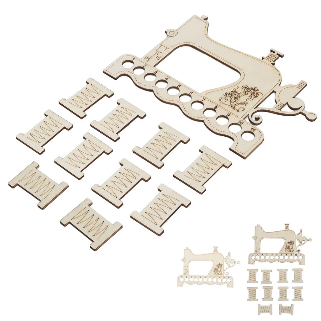 Embroidery Thread Organizer Board Lightweight Sewing Machine Shape Wooden  Stitch Floss Holder