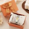 No Gift Box New Small Dial Barrel-shaped Delicate Ladies Quartz Watch Pearl Bracelet 4-piece Set