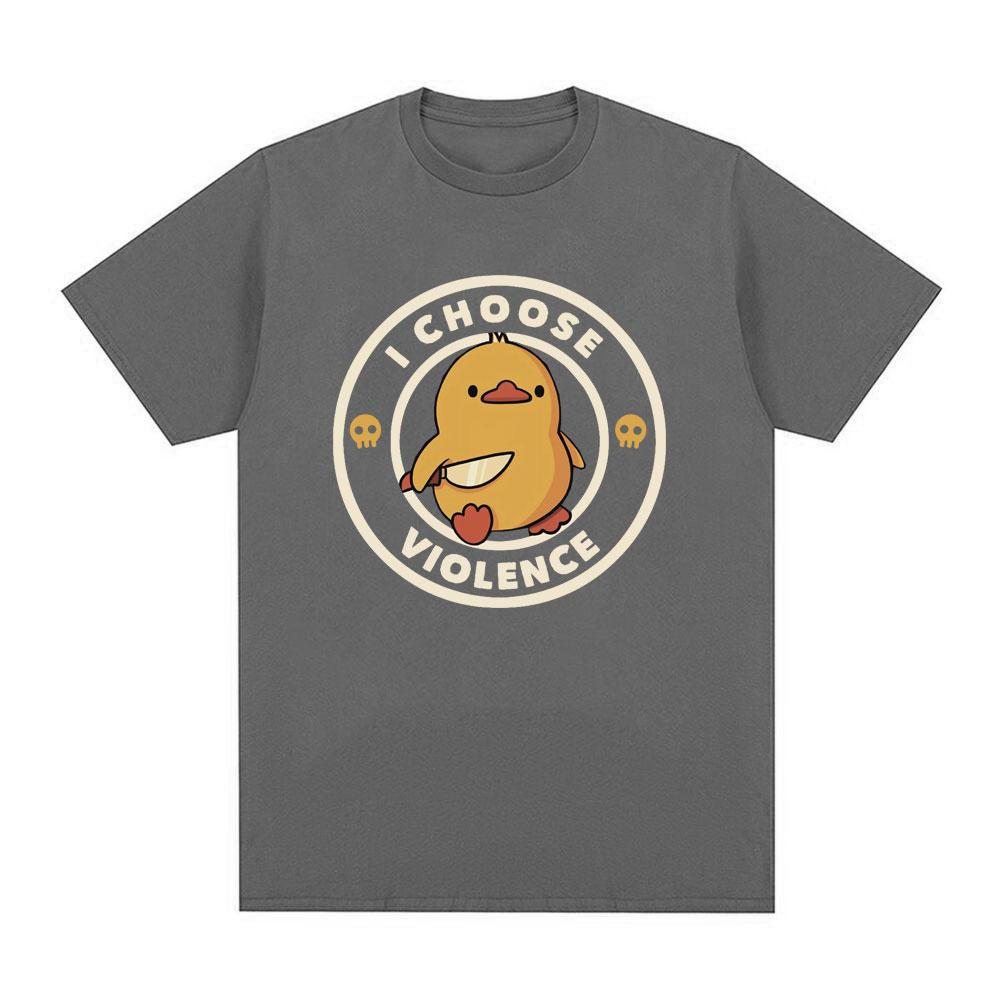 I Choose Violence T Shirt Funny Duck Humor Slogan Print Short Sleeve Tshirts Men Women Cotton Loose Oversized Tshirt Cotton